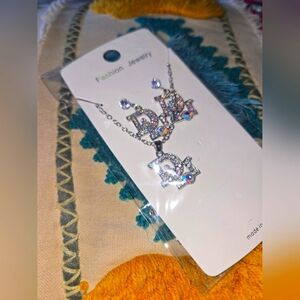 Silver and Blue Floral Necklace